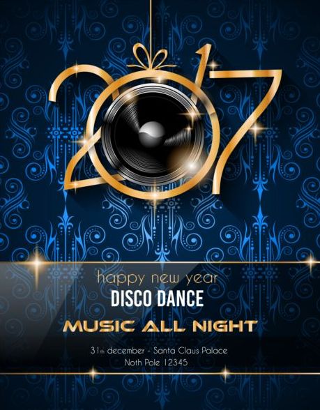 2017 Vintage Disco Bluette Party-Flyer Vektor vintage party disco Bluette 2017   