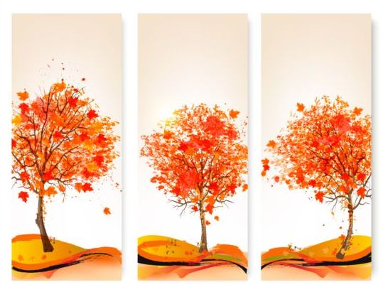 3種類の抽象的な秋のバナーベクター 秋 抽象的 バナー   