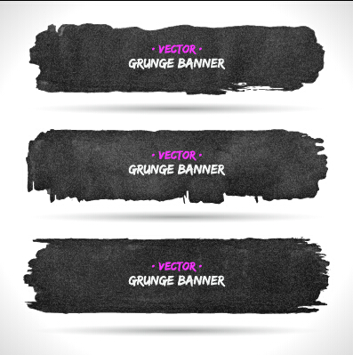 Schwarze Tinte Grunge Banner-Vektor-Set 02 Tinte Schwarz grunge banner   