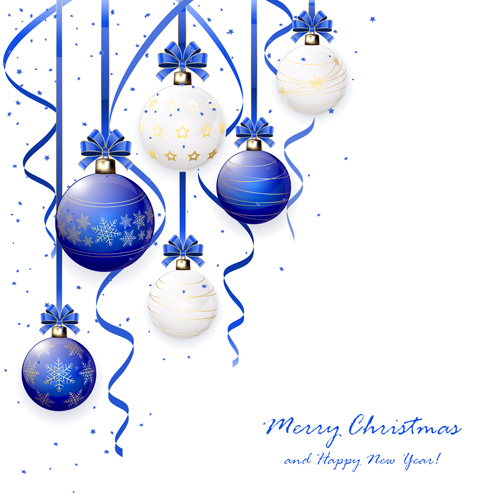 Boules de Noël bleu et blanc beau vecteur 02 Noël boules Bluewhite Belle   