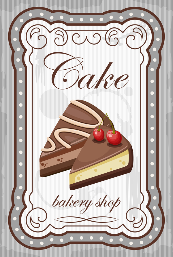 Kuchen mit Bäckerei-Geschäft Retor Plakatvektor 04 shop Rektor poster Kuchen Bäckerei   