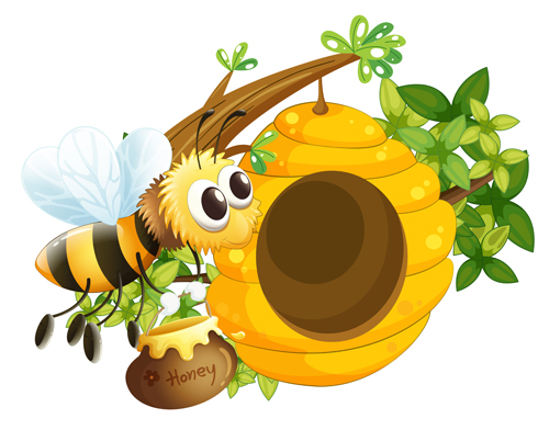 Cartoon-Biene und Bienenstöcke Vektormaterial 14 cartoon Bienenstöcke Biene   