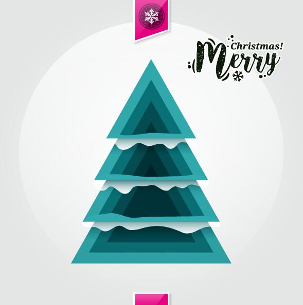 Carte de voeux de Noël avec triangle arbre de Noël vecteur 03 voeux triangle Noël carte arbre   