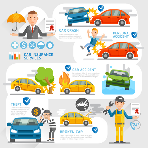 Modèle d’infographie d’entreprise d’assurance créative vecteur 02 modèle infographie creative business assurance   