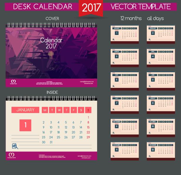 デスク2017カレンダーカバーと内部テンプレートベクトル11 机 内部 カレンダー カバー 2017   