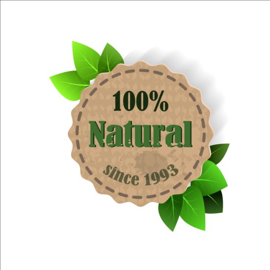 Label Eco nature avec feuilles de Gree vecteur 04 nature label gree feuilles eco   
