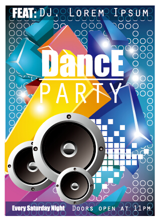 Mode Dance Party Flyer vecteur matériel 04 mode matériel flyer fête danse   