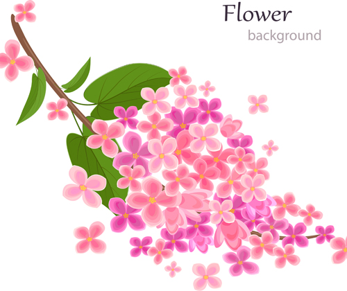 Gree Blatt mit rosa Blumenhintergrundvektor 02 pink Hintergrundvektor Hintergrund Blumenhintergrund Blume   
