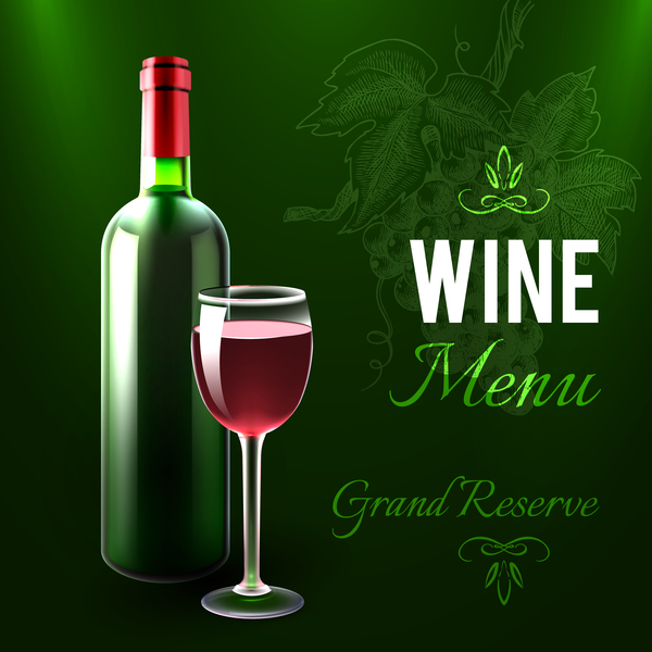 Wein-Menü Vektor im grünen Stil Wein menu grün   