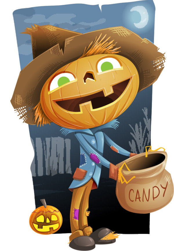 Halloween-Kürbis-Scharfen-PSd-Material Scarecrow PSD material Kürbis halloween   