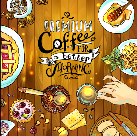 手描きのコーヒー要素の背景アート04 背景 手描き コーヒー要素 コーヒー   