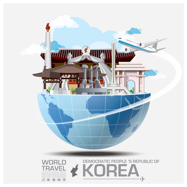 Modèle de vecteur de voyage Corée 02 voyage Corée   