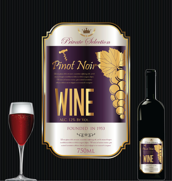Luxe or étiquette de vin Design vectoriel 03 vin luxe label golden   