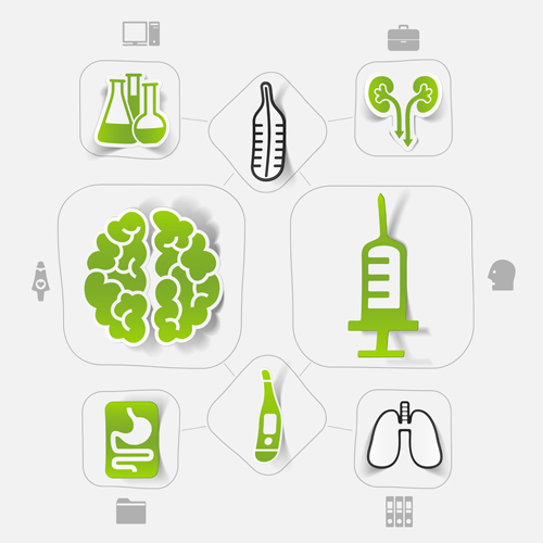 Infographie de médecine avec autocollant vector set 19 sticke médecine infographie   