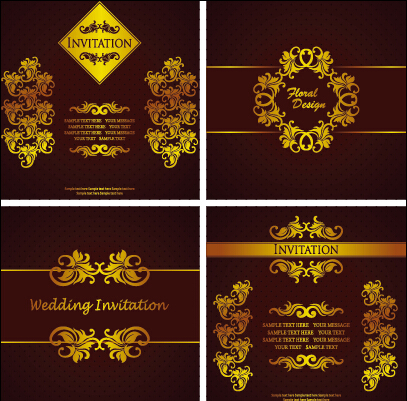Ornitieren Gold-Ornament Einladungskarte Hintergrund-Vektor 05 ornament Kartenhintergrund Karte Einladung   