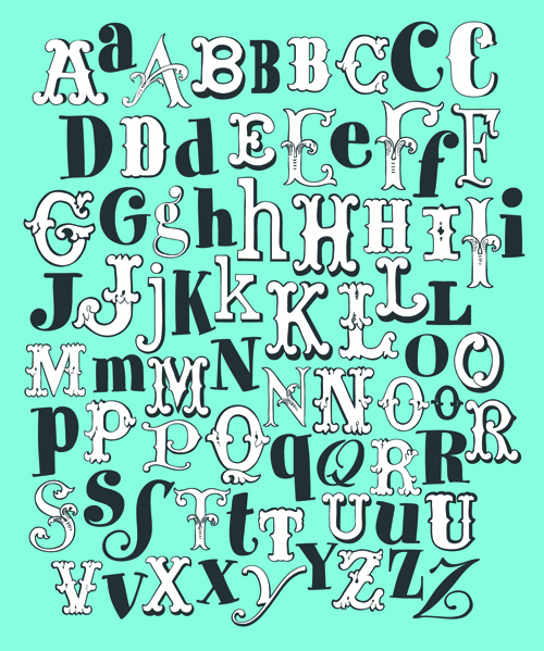Retro Alphabet Set Vektormaterial 01 Vektormaterial Retro-Schrift alphabet   