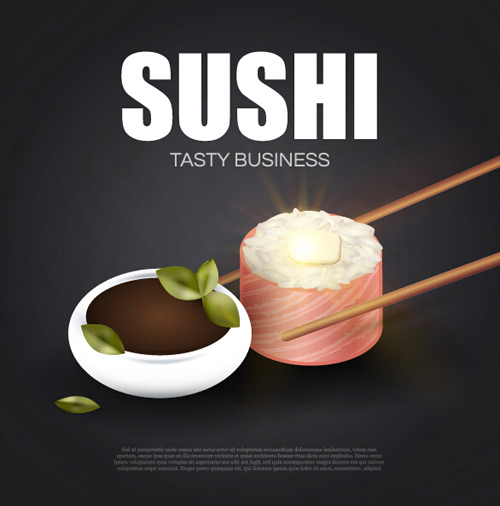 Rouleau de sushi affiche Vintage Vector 09 vintage Sushi roll poster   