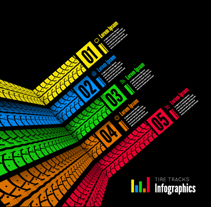 Piste de pneu matériel vectoriel infographique 02 pneu piste infographie   
