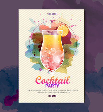 Vector cocktail party affiche design graphique ensemble 04 poster design poster fête cocktail   