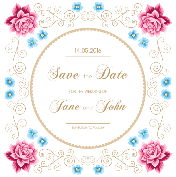 結婚式の招待状のヴィンテージの花ベクトル15 花 結婚式 招待状 ビンテージ   