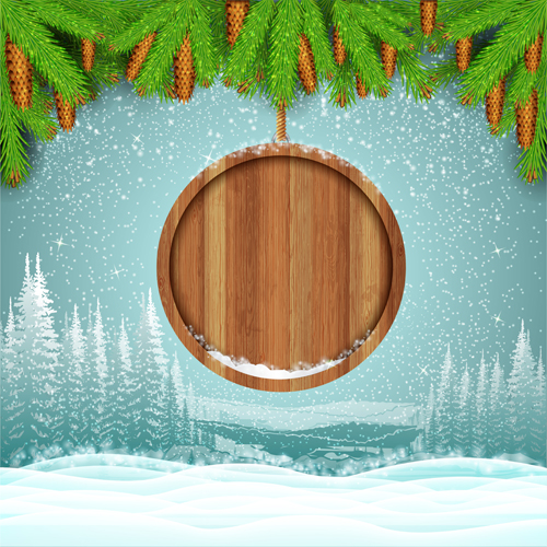 Baril de bois avec le vecteur de conception de fond de Noël 10 Noël fond conception bois baril   