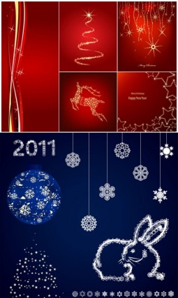 Vektor-Set von weihnachtlichem glänzenden Hintergrundmaterial 03 Weihnachten Schneeflocke Hintergrund Delikatesse   