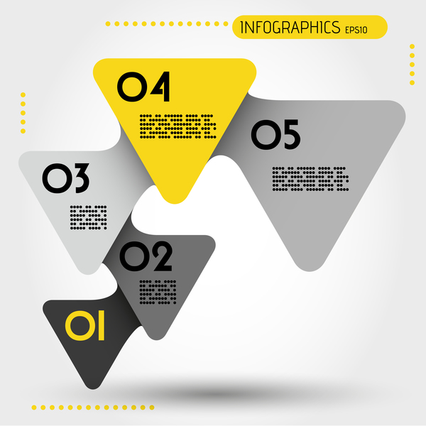 Gelb abgerundete Infografie-Dreiecke Vektor infographisch gerundet gelbe Dreiecke   