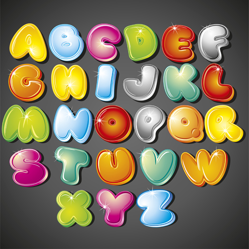 3D glänzendes Alphabet und Zahlen Vektordesign 03 Zahlen shiny alphabet   