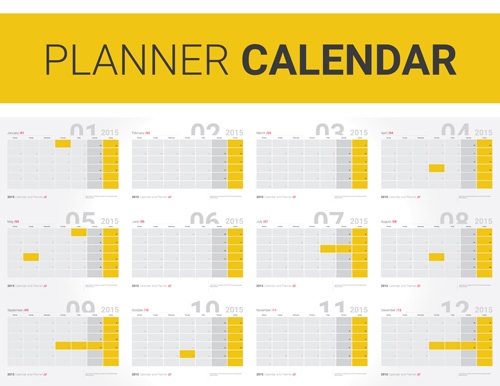 Jahresplaner 2016 Kalendervektoren 02 Planer Kalender Jahr 2016   