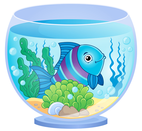 Aquarium avec le jeu de vecteur de dessin animé de poissons 08 dessin animé Aquarium   