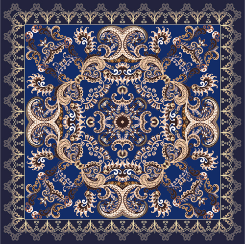 Ornements floraux de bandana avec motif Paisley vecteur 04 paisley ornements motif floral bandana   