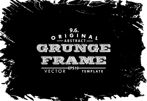 Grunge noir cadre fond graphique vecteur 01 Noir grunge fond cadre   
