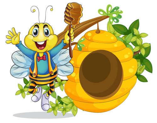 漫画の蜂と蜂の巣のベクトル材料04 蜂 漫画 ビーハイブ   