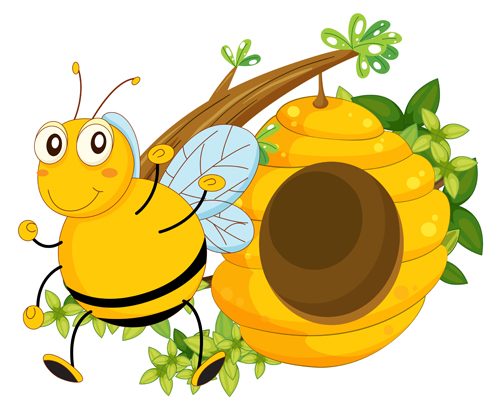 Abeille de dessin animé et ruche vecteur matériel 13 ruche dessin animé abeille   