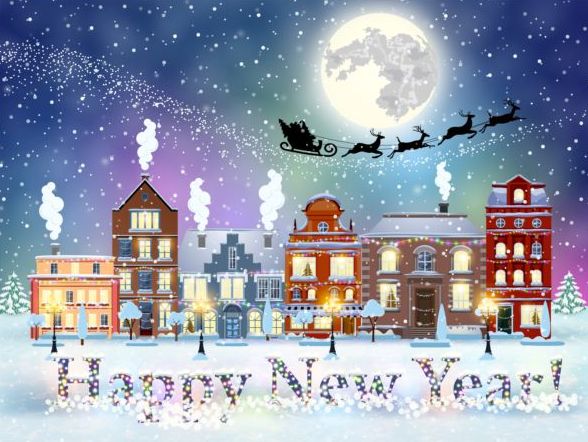 都市通りの冬のベクトル12とクリスマスのおとぎ話 都市 物語 妖精 冬 ストリート クリスマス   