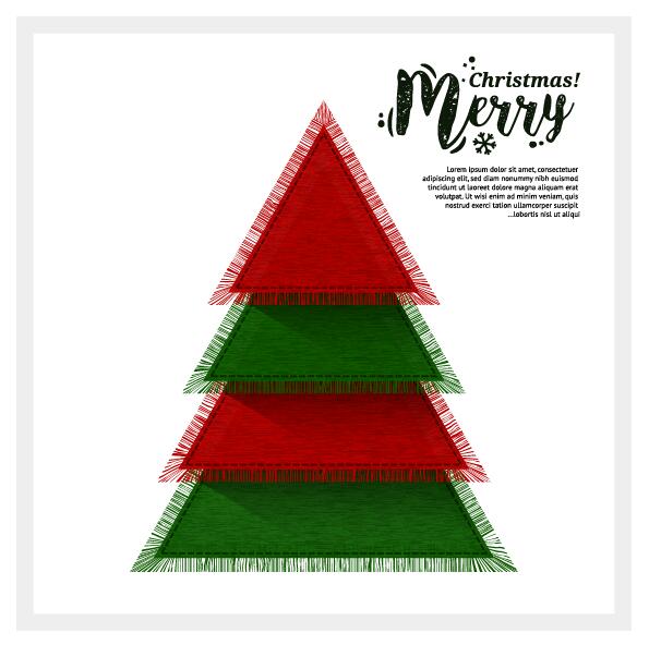 三角のクリスマスツリーベクトル02を持つグリーティングカード 三角形 ツリー クリスマス グリーティング カード   
