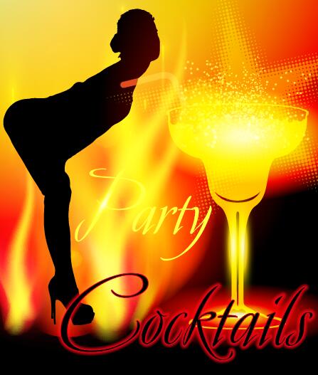 Cocktail-Party-Plakatvorlage mit schönem Mädchenvektor 02 Schöne poster party Mädchen cocktail   