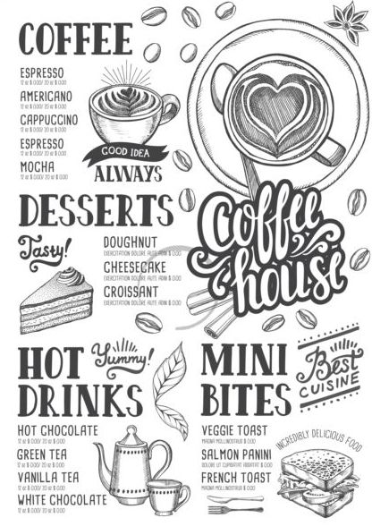 Kaffeemenü-Deckelen-Design-Vektoren menu kaffee design cover   
