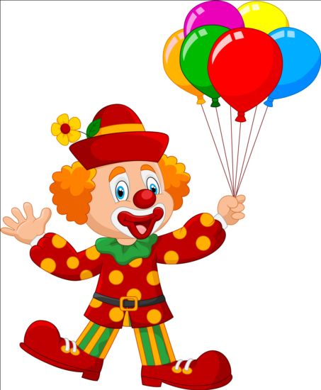 Niedlicher Clown mit farbigem Ballonvektor Niedlich clown Bunt ballon   
