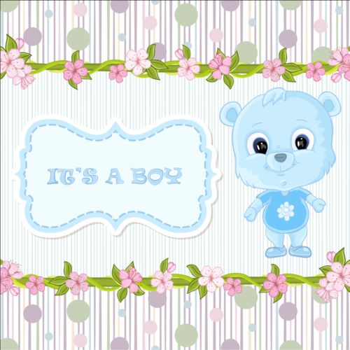 Bordure florale mignonne avec le vecteur de carte de bébé 06 mignon floral carte bordure Bébé   