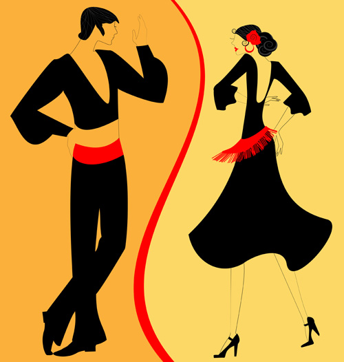 Vecteur de conception de danseur de flamenco 02 flamenco design danseur   
