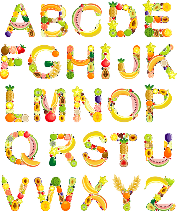 Fruits alphabets vecteurs ensemble fruits alphabets   