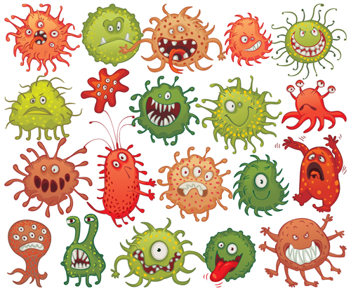 Lustige Bakterien Zeichentrickstile Vector 05 Lustig cartoon Bakterien   
