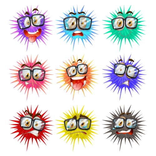 Bactéries de dessin animé drôles et vecteur de virus 11 virus drôle cartoon bactéries   
