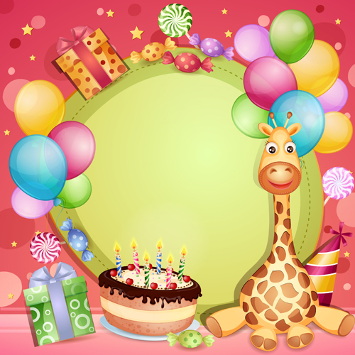 Happy birthday Babykarten niedlich Design Vektor 01 Karten happy birthday Geburtstag cute   