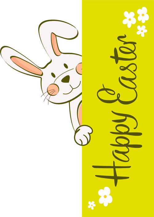 手描きのウサギベクター02でハッピーイースターカード 描画 手 幸せ カード ウサギ イースター   