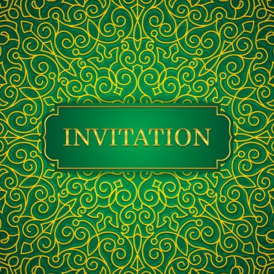 Orante vert mariage cartes d’invitation Design vecteur 04 vert Orante mariage invitation cartes   