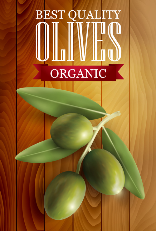 Olives organiques avec le vecteur de fond en bois 01 organique olives fond en bois   