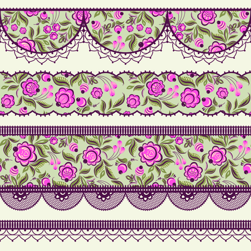 Bordure en dentelle ornée Design vector set 03 fleuri bordure en dentelle bordure   