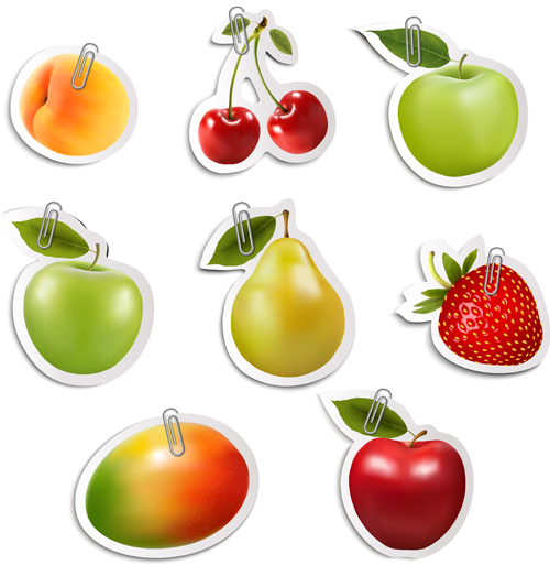 Glänzende Früchte Aufkleber Vektor-Set Grafik 03 sticker shiny Obst   
